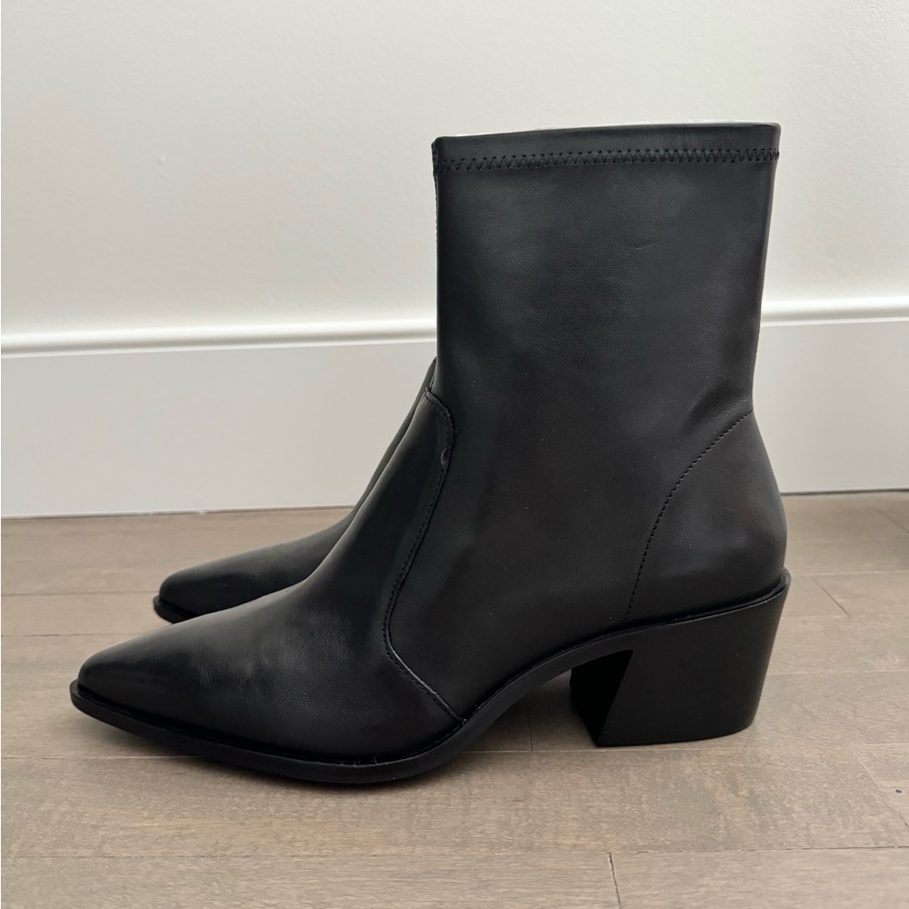 Zara Black Leather Ankle Boots